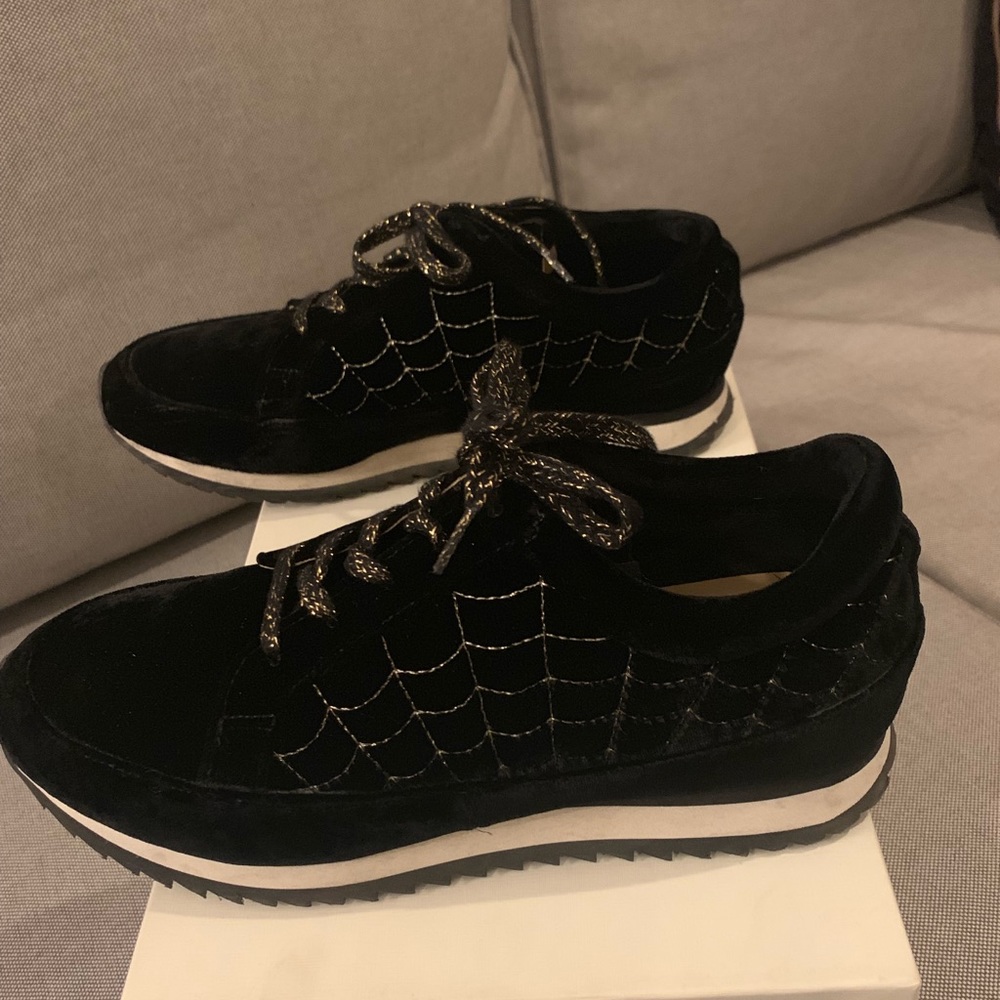 Charlotte Olympia black velvet sneakers